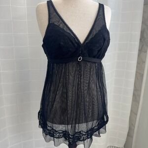 Vintage Seductivewear by Cinema Etoile Women's Large Black Lace Sheer Lingerie